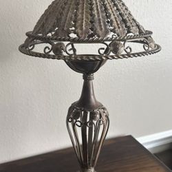 Vintage Cast Iron Candle Lamp Hand Tooled Leaf Design Rare Collectible 23" High