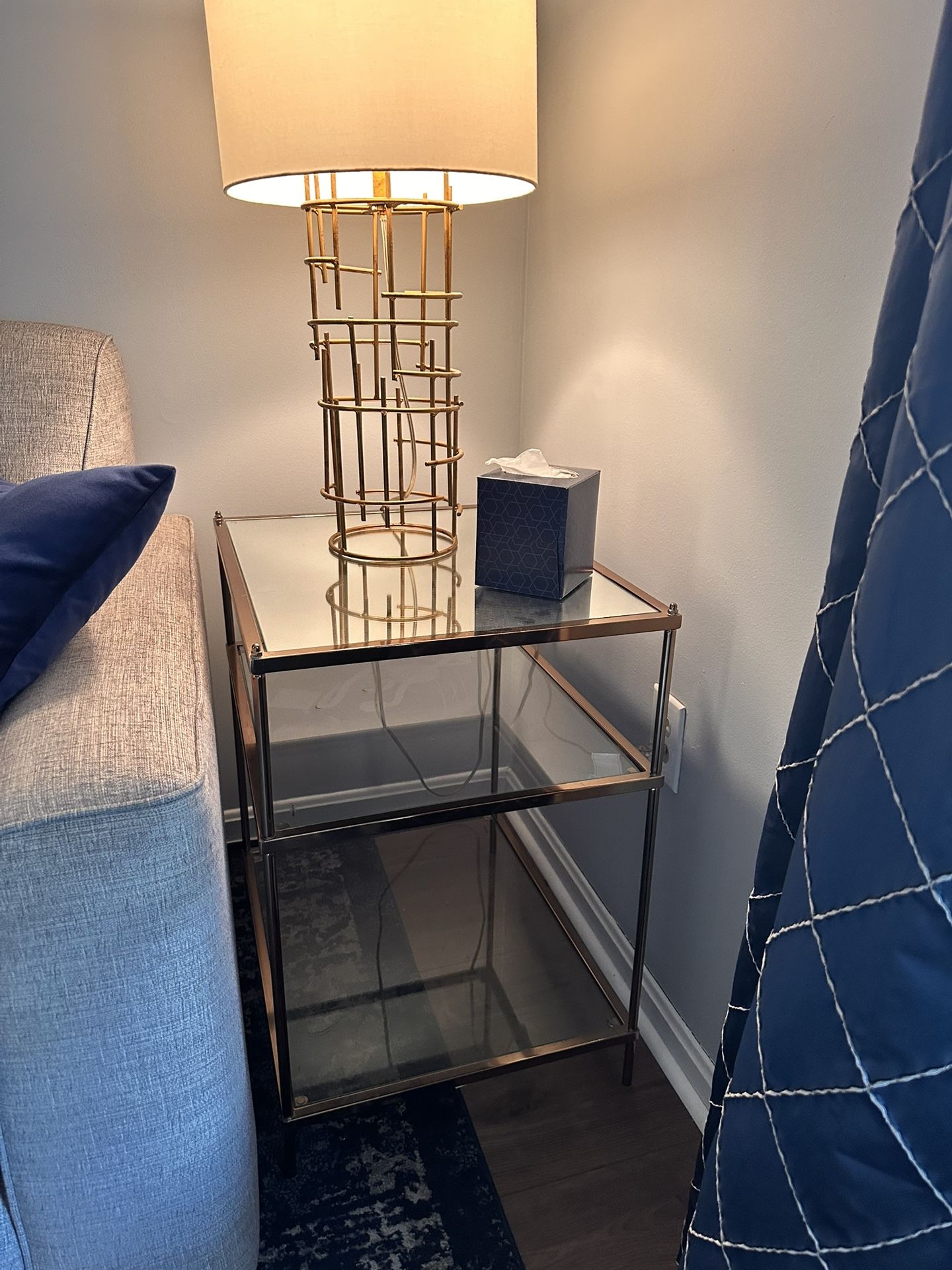 Glass And Gold End Table