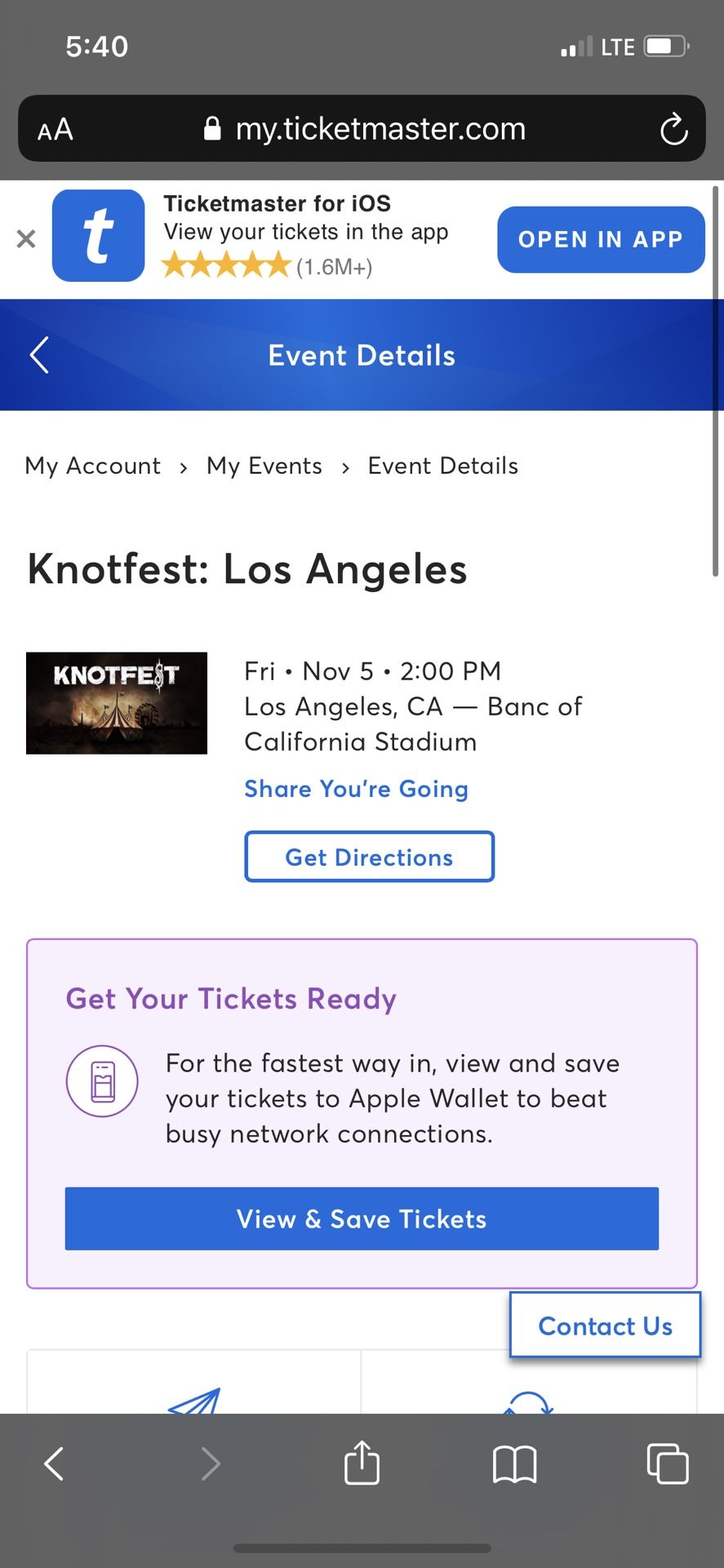 Knotfest LA tickets 