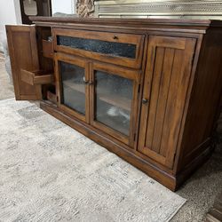 Solid Wood TV Stand With Storage