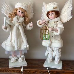 Vintage Christmas/Winter Boy & Girl Snow Angels