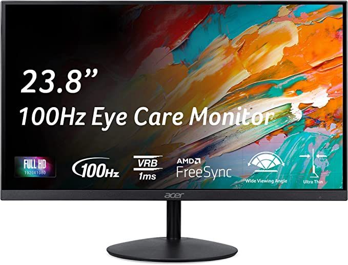 Acer SB242Y EBI 23.8" Full HD (1920 x 1080) IPS Zero-Frame Gaming Office Monitor | AMD FreeSync Technology | Ultra-Thin Stylish Design | 100Hz | 1ms (