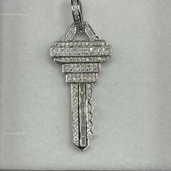 Key Pendant with premium crystals 925 silver