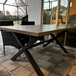 Outdoor Wood Metal Table
