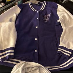 Purple And White Sport Tek Letterman Large