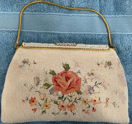 Vintage G. Tiard Paris Beaded Floral Embroidered Evening Bag