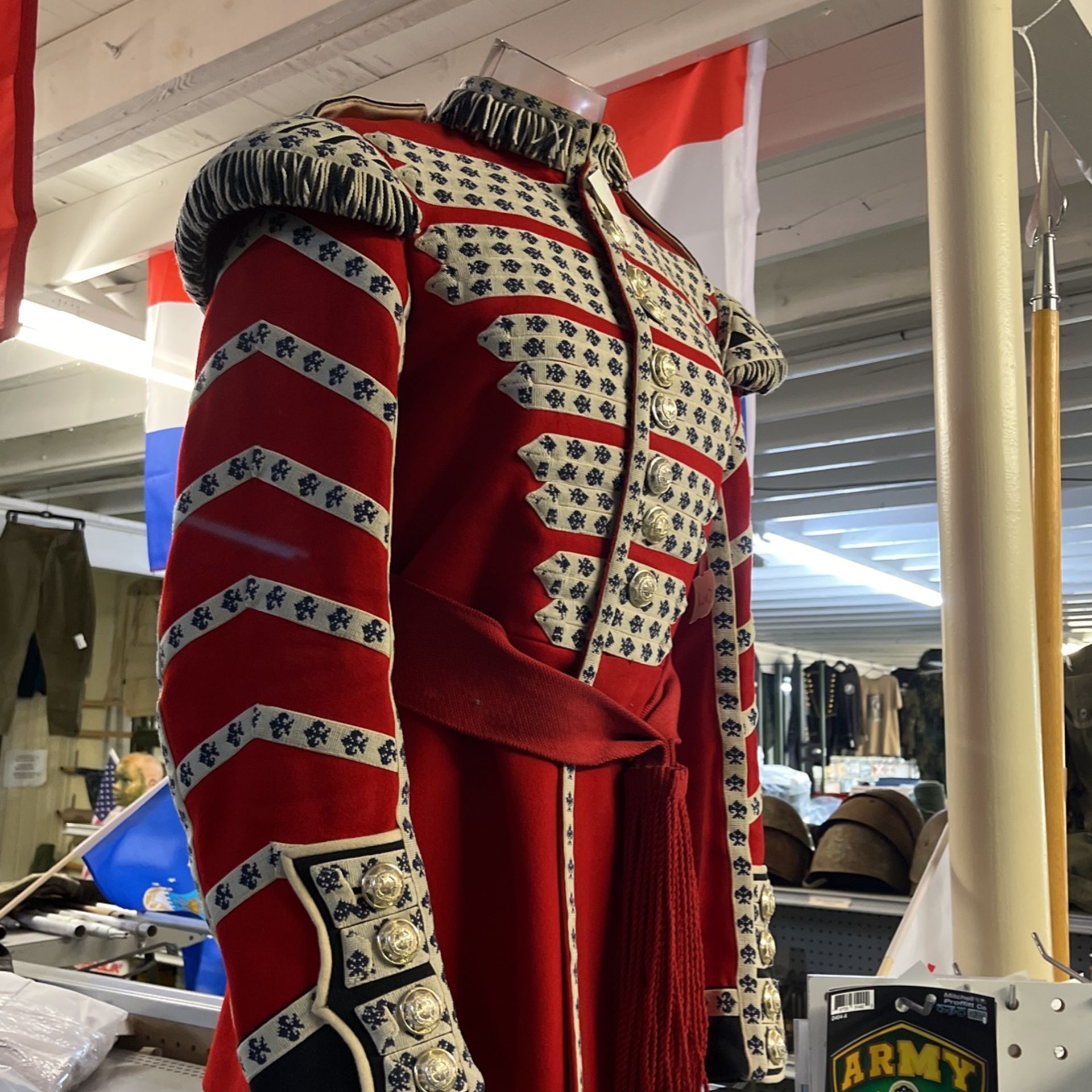 Buckingham palace Guard Tunic, Bearskin Hat, and Coldstream Tunic. Lot