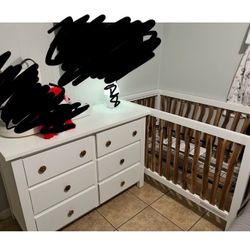 Baby Crib With Mattress  & Dresser 