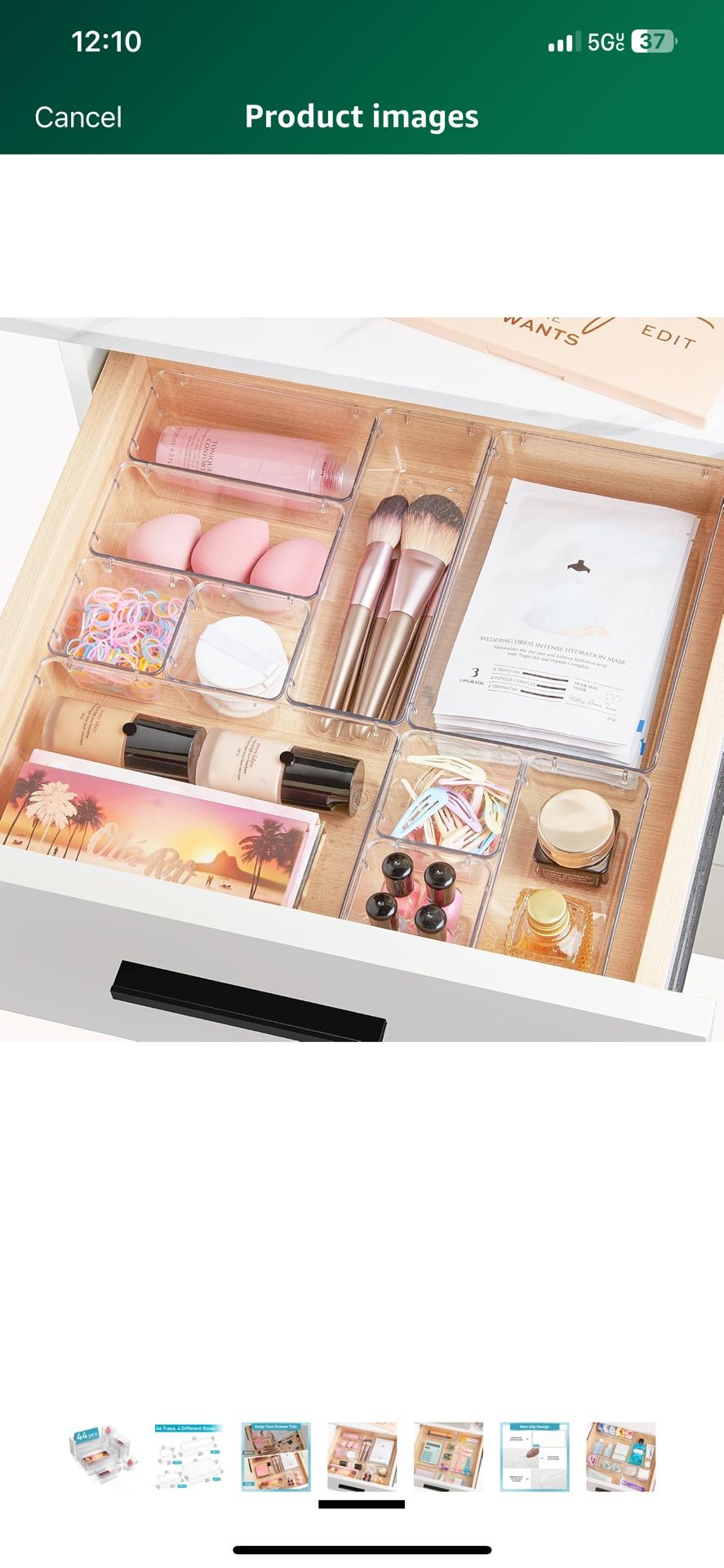 Piece Clear Plastic Drawer Organizers Set - 4 Sizes Bathroom & Dresser Storage Bins, Stackable Kitchen Desk Organizer Trays for Makeup, Jewelry, Utens