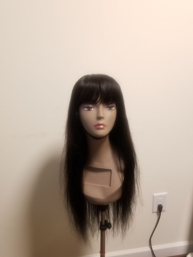 22" Straight Brazilian human hair with bang