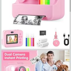  1080P Instant Digital Print Camera for Kids - Kids Camera for Girls and Boys, Ages 3-12, Portable Toy with 32GB SD Card & 3 Rolls Printing Paper - Be
