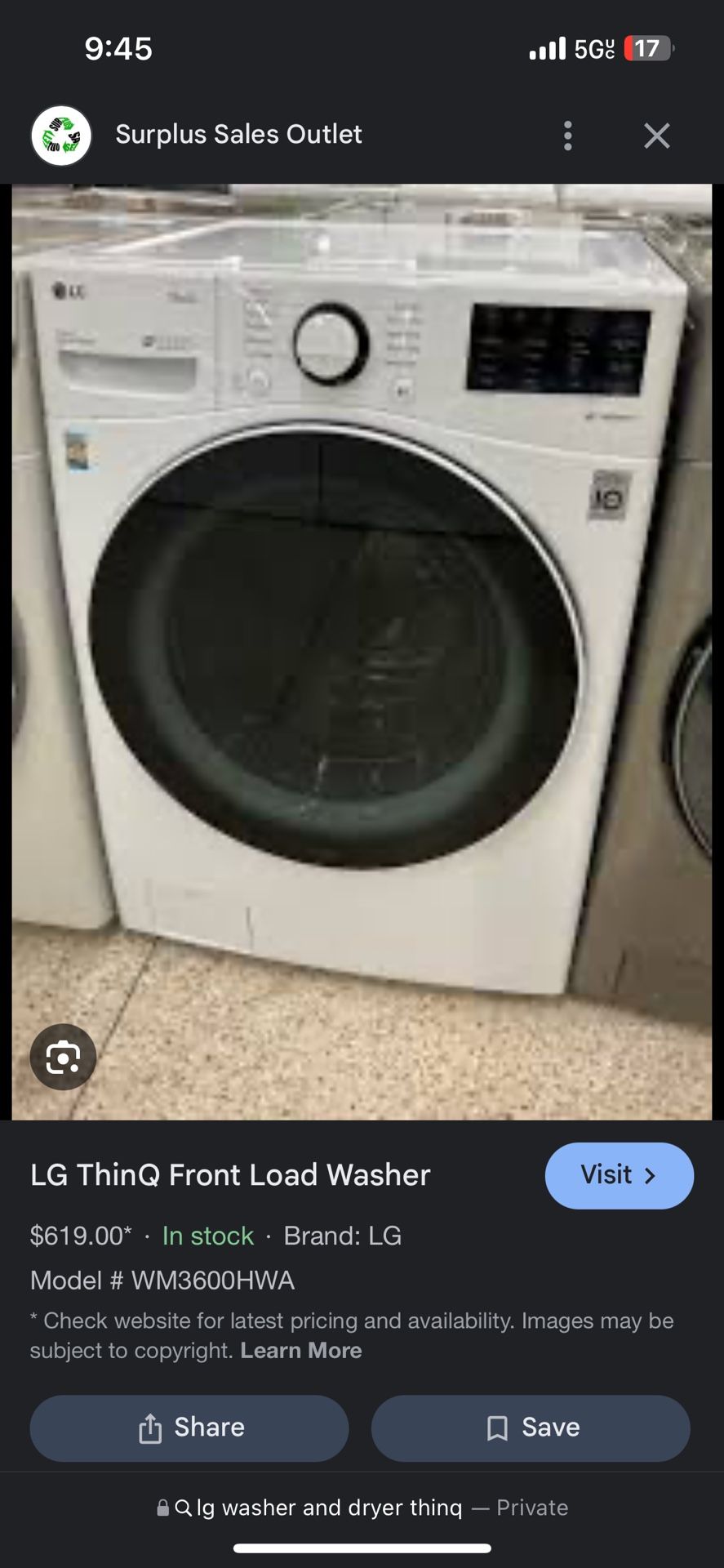 Lg Washer & dryer