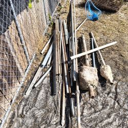Chain Fence Parts, Pipes, Posts And Some Free Scraps