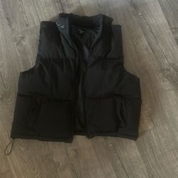 Forever 21 Puffer Vest With Zipable Hoodie 