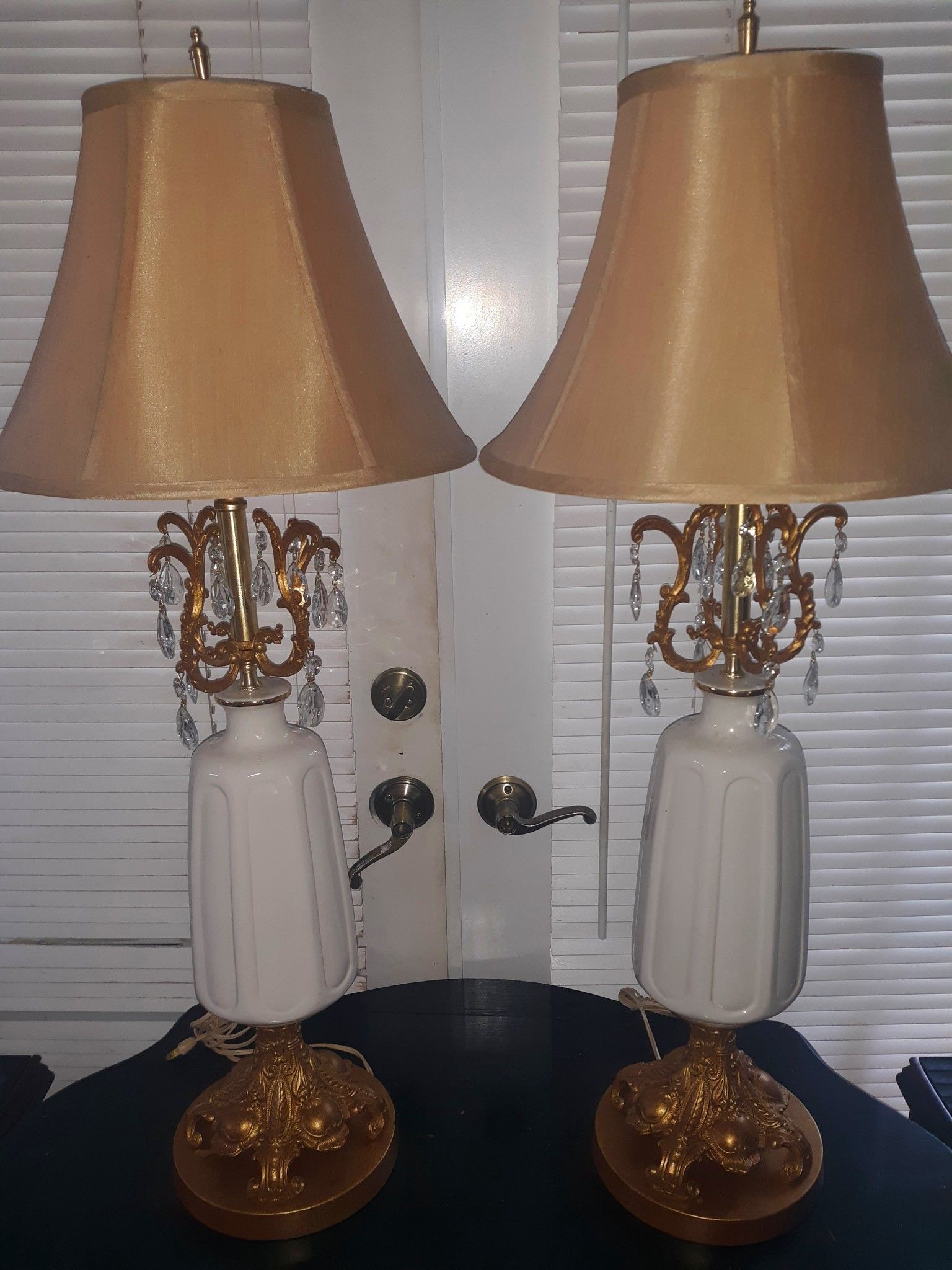 Antique porcelain pair of lamps