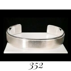7.5" Brushed & Beveled Engraveable Solid Sterling Silver Cuff Bracelet. Made in USA