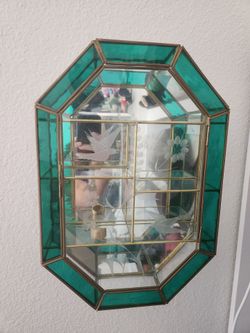 Wall mount glass display/ beautiful piece like hanging a big jade/ nothing is broken/ perfect condition