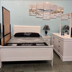 š¤©Brand New Solid Wood King & Queen Size Bedroom Set | King & Queen Dresser + Mirror + Nightstand