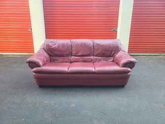 Burgundy Leather Couch  - Free Delivery