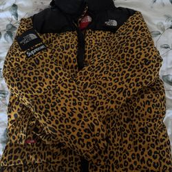 SUPREME x THE NORTH FACE Nuptse Jacket Yellow Leopard  - 100% AUTHENTIC 
