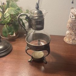 Vintage Glass, Silver Plated, Coffee Carafe