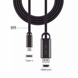 Hauyate USB C HDMI Cable 6 Feet Type C to HDMI 4K Cable