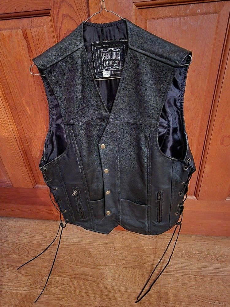 Mens Leather Vest Size Large
