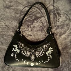 Goth Black And White Moth Purse 