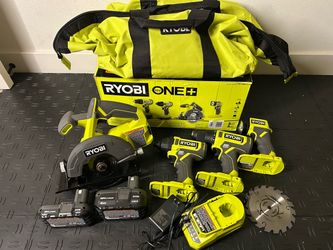 RYOBI ONE+ 18V Cordless 4-Tool Combo Kit with Compact Battery, 4.0 Ah Battery, and Charger