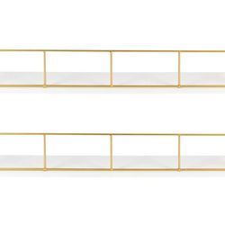 24 inch 2-Pack Wood and Metal Floating Wall Shelves