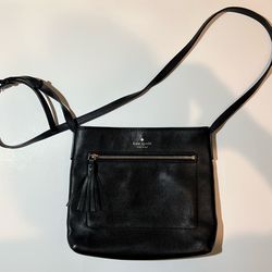 Kate Spade Black Pebbled Leather Medium Crossbody Purse Adjustable Strap