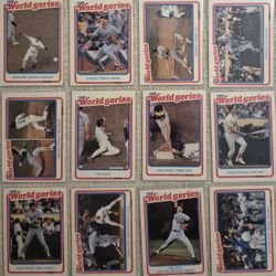 1989 FLEER BASEBALL 1988 WORLD SERIES (12) CARD INSERT SET W/ M.McGWIRE, OTHERS
