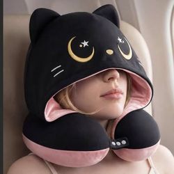 Mewaii Travel Neck Pillow with Hood - Pink