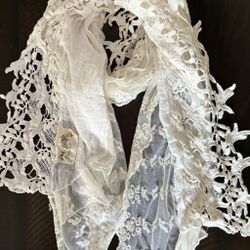 Free people lace scarf ivory color 65" worn once 🧣