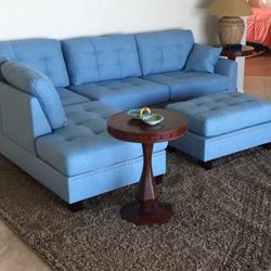 Blues Sectional Sofa Couch With Ottoman 