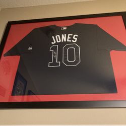 Chipper Jones Signed/framed Blue Jersey 