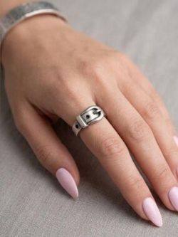Silver 925 belt buckle ring size 7.5