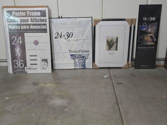 Lot of 7 NEW & SEALED Poster Frames (3) 24"x36", (2) 28"x20", 24"x30" & 11 3/4"x36"