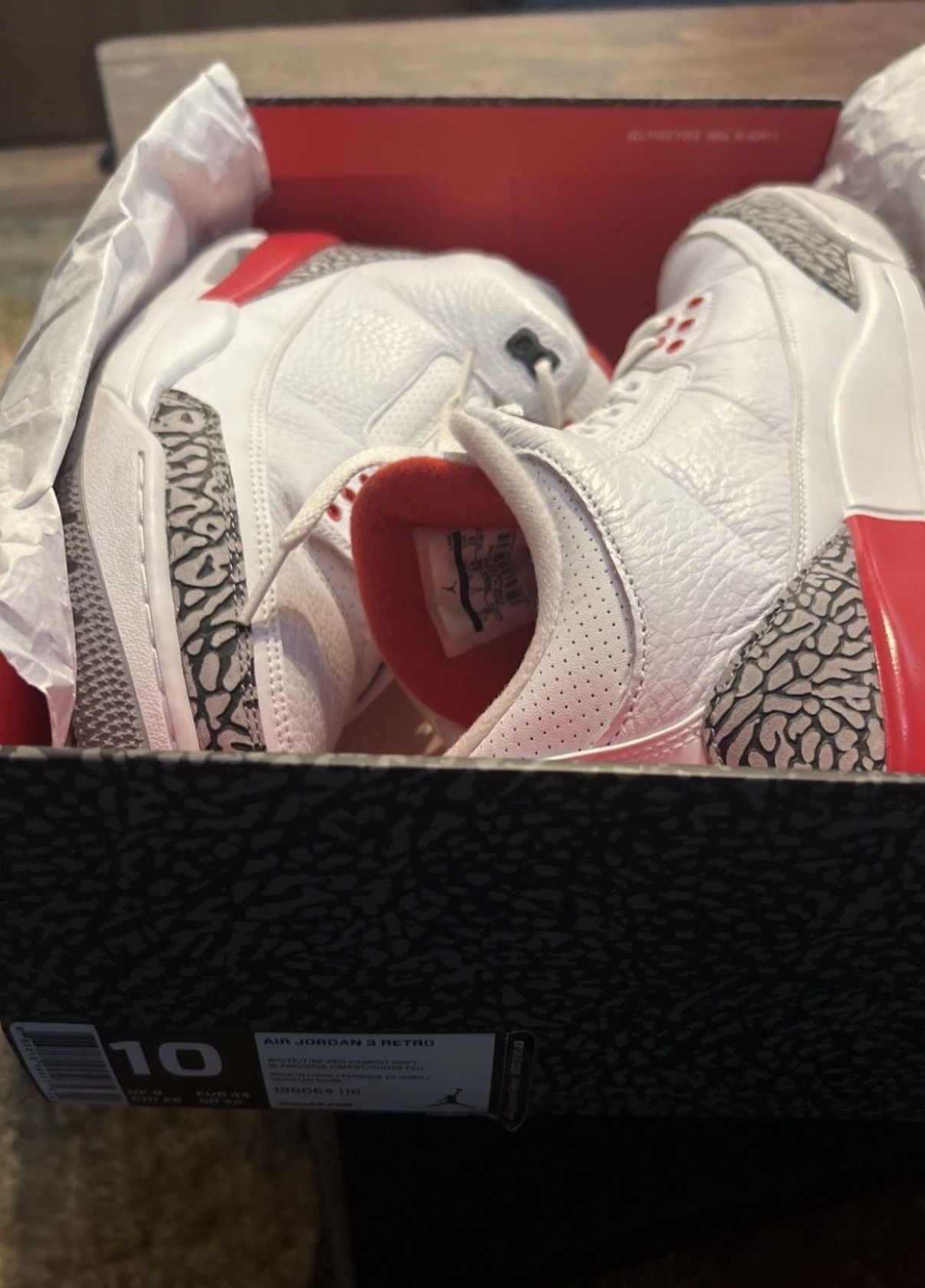 Air Jordan Retro 3 White/Red  Size 10