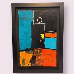 VENEZUELAN Painter, abstract, blue/red, acrylic painting  home decor, office decor, hotel art