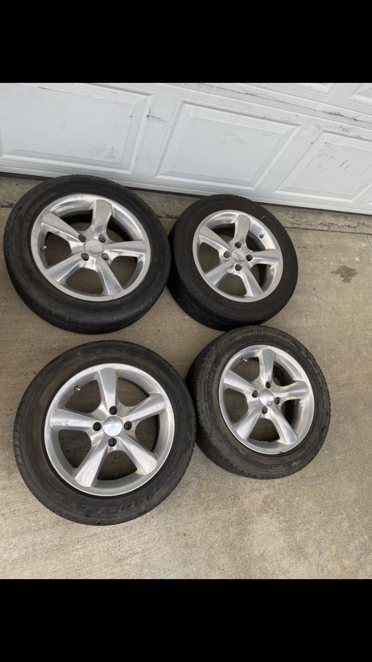 4 — 195/55r15 4x100 4x3.94 5 Spoke Eagle Civic Fit Xa Xb Ia Yaris Miata Sentra Wheels Rims Good Treads Tires!!!!!!!