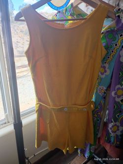 Vintage 1960s Ladybug Hotpant Jumpsuit | Women's Size 9 | Yellow