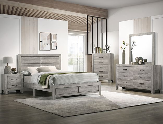 Bedroom set 4 pc Light Grey finish, New Especial price