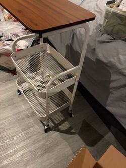 Rolling Over-Bed Table with Storage Cart