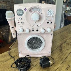 Singing Machine Portable Karaoke Machine for Adults & Kids with Wired Microphone, Rose Gold