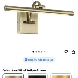 Picture Lights for Wall Hard-Wired Antique Bronze Picture Lighting Dimmable Art Light LED Gallery Lighting for Wall Portrait Artwork 15.75 inch 7W 270