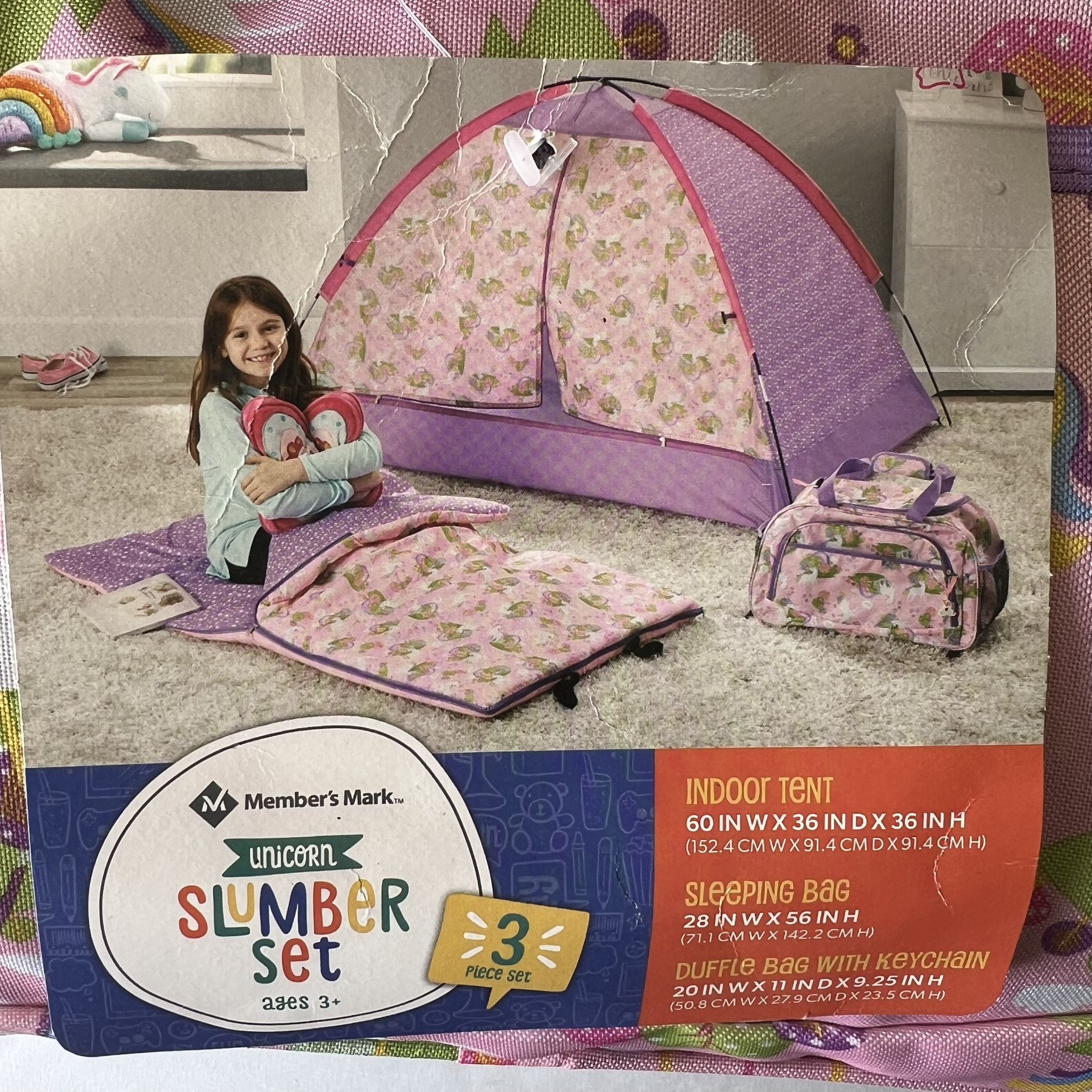 Sleeping Bag And Tent  Set Unicorn Print Slumber Set