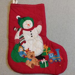 HUGE DOUBLE SIDED SNOWMAN CHRISTMAS READY TO HANG & FILL HOLIDAY STOCKING 