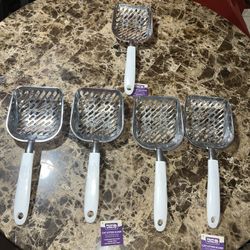 LOT of 5 Heart To Tail Alloy Aluminum Cat Poop Scooper Sifter BRAND NEW