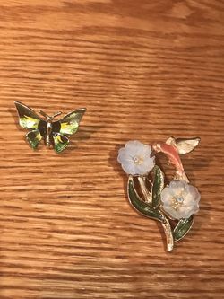 Bird Flower Butterfly Brooch 2